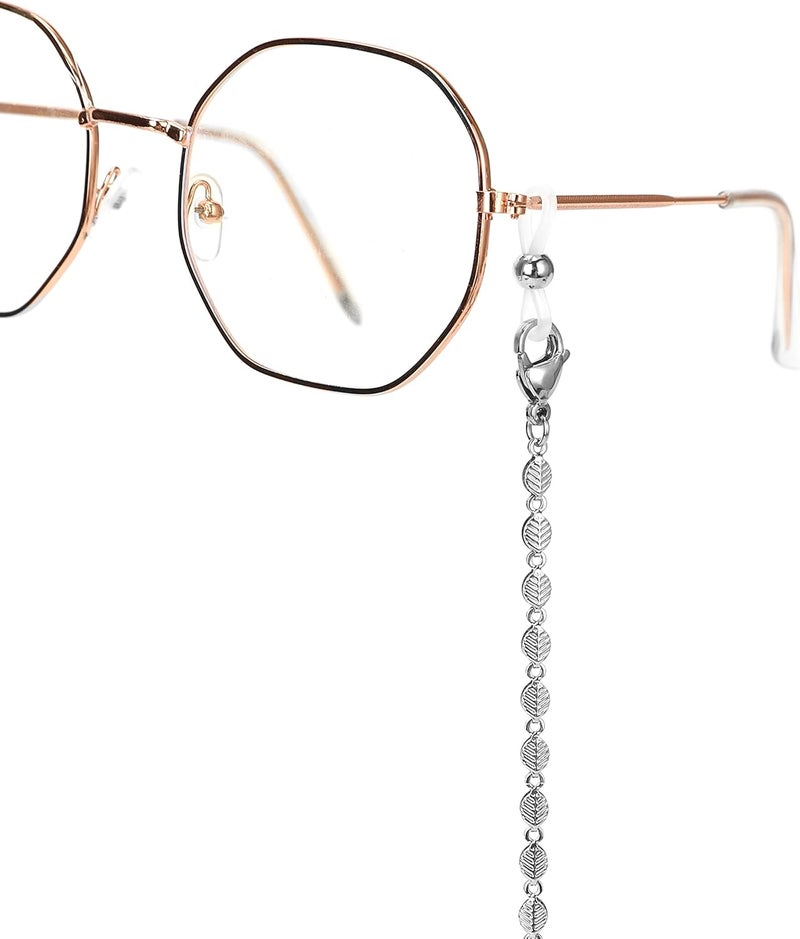 Hongeely Eyeglass Chain Silver Stainless Steel Handmade Necklace for Reading Glasses Sunglass Beaded Chains for Men Women - Image 2